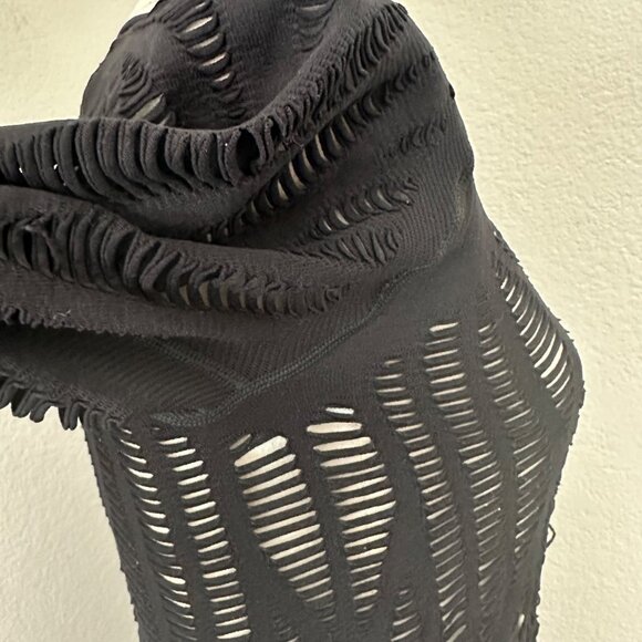 Alo Wandered Stretchy Blouse Cutout Long Sleeve Scoop Neck Lightweight Solid Bla - Picture 6 of 9